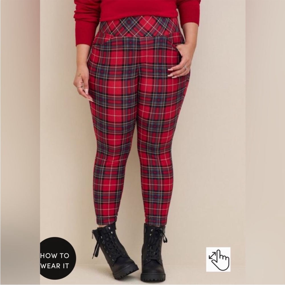 Like New Torrid 2X Red Plaid Leggings